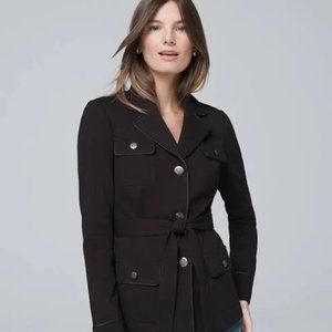 Women's Ponte Military Jacket with Removable Belt